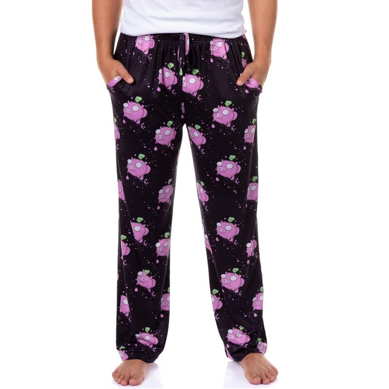 Invader ZIM Men's Pajama Pants GIR And Flying Pigs Lounge Sleep PJ Bottoms (L)