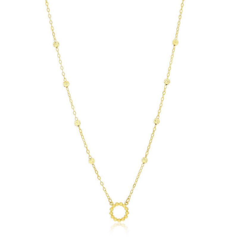 Classic Gold 14K Yellow Gold, Circle D-C Beaded Necklace - Gold - 16+2 Inch