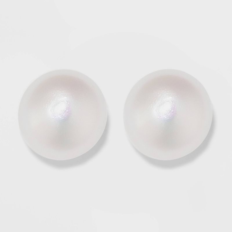 Sterling Silver Freshwater Pearl Stud Fine Jewelry Earrings - A New Day™ Silver/White: Polished Nickel-Free Metal, Post Closure