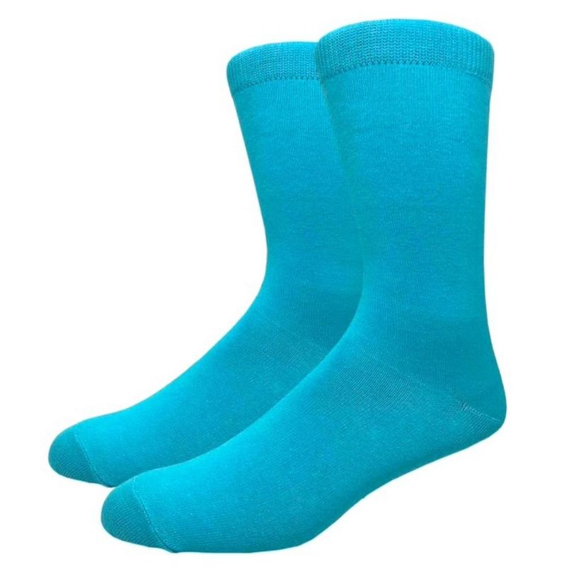 Solid Color Crew Cotton Dress Socks from the Sock Panda (Men's Sizes, Adult Large) - Turquoise