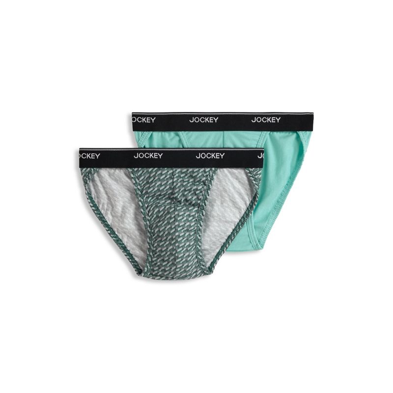 Jockey Men's Elance String Bikini - 2 Pack XL Green Duet Geo/Opulent Jade