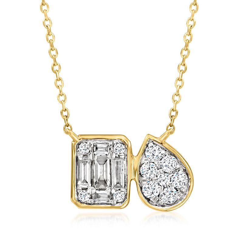 Ross-Simons 0.33 ct. t.w. Lab-Grown Diamond Toi Et Moi Necklace in 14kt Yellow Gold Size 20