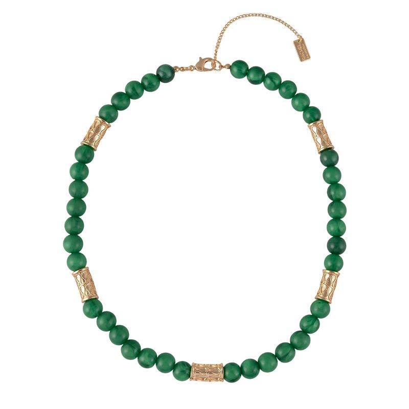 RACHEL Rachel Roy Gold Tone and Green Beaded Collar Necklace