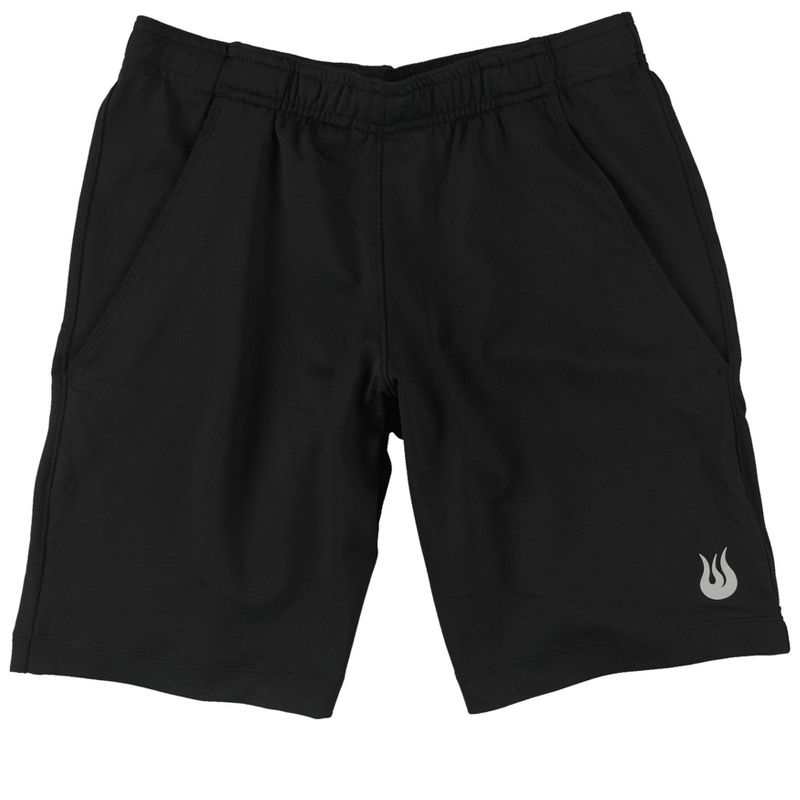 SOLFIRE Mens Solid Athletic Workout Shorts, black, Large