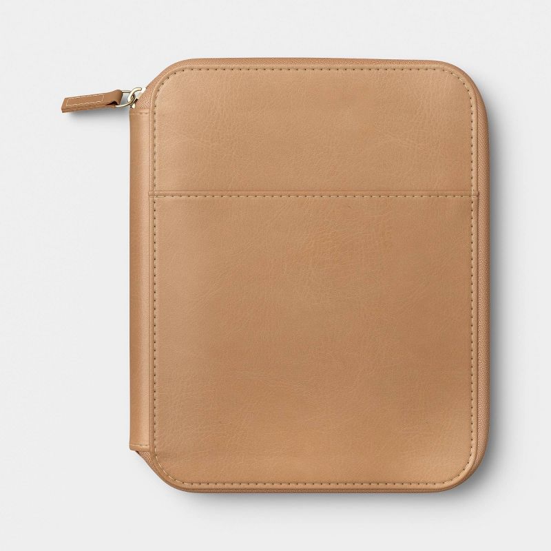 Faux-leather Zip-Folio 7.87"x9.25" Brown - Threshold™