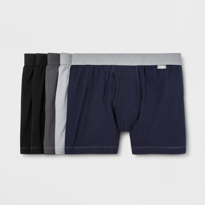 Men's Boxer Briefs 5pk - Goodfellow & Co™ Black/Gray/Navy XL: Lightweight Cotton Spandex Blend, Mid Rise, Machine Washable