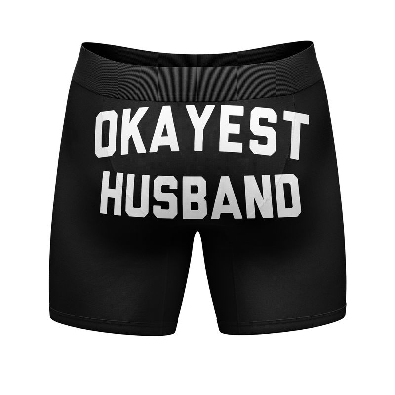 Mens Okayest Husband Boxer Briefs Funny Gift from Wife Humor Novelty Underwear Gag - Crazy Dog Boxer Briefs Gift for Dad Black XL