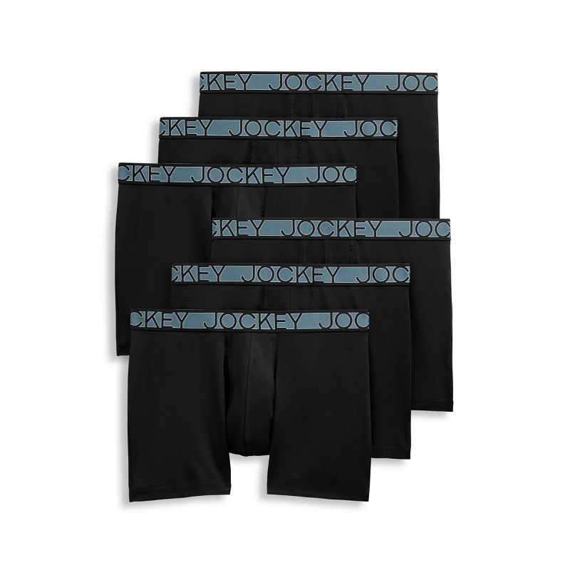 Jockey Men's Active Microfiber 5" Boxer Brief - 6 Pack XL Black