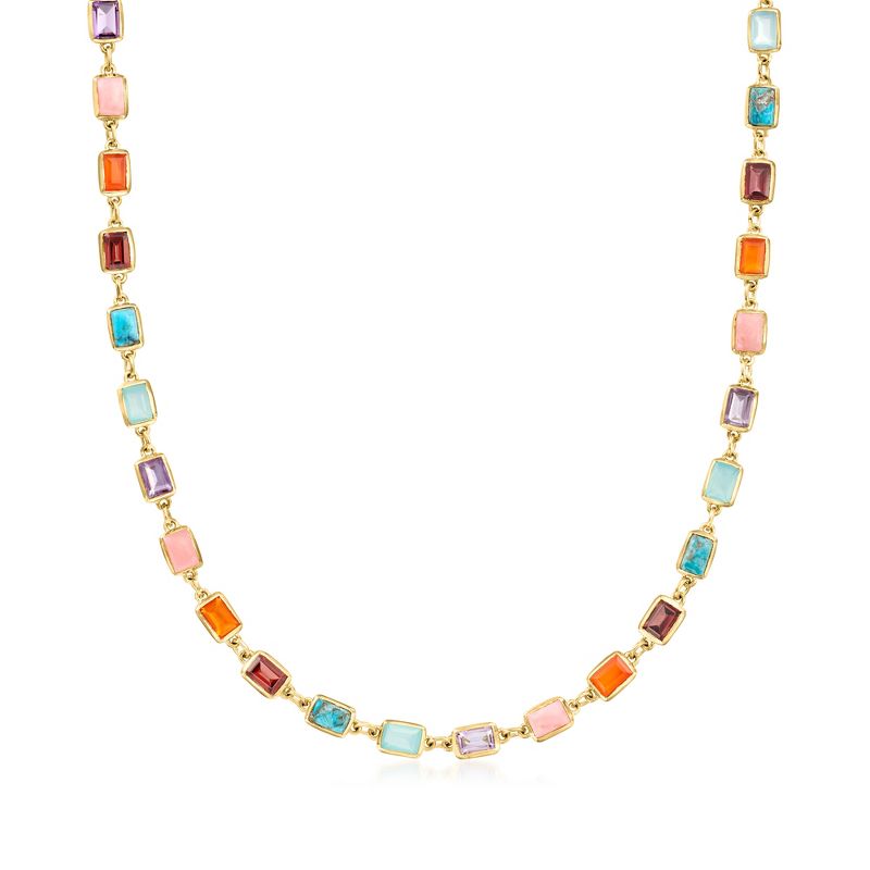 Ross-Simons Multi-Gemstone Necklace in 18kt Gold Over Sterling Size 18