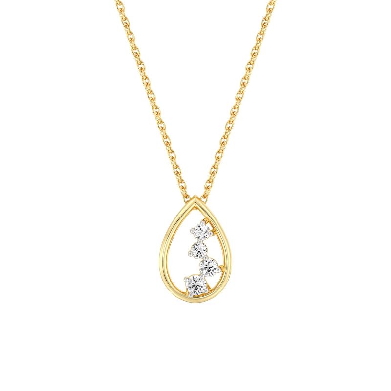 Itsy Bitsy by Gilded 1/6 ct t.w. Lab-Grown Diamond Pear-Shaped Pendant Necklace in 14KT Gold Plated Silver, 18" Cable Chain