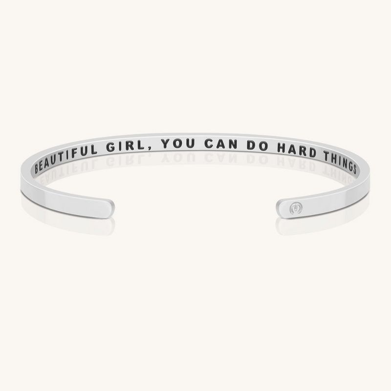 Mantra Jewelry - Beautiful Girl, You Can Do Hard Things (inside) bracelet Silver One Size