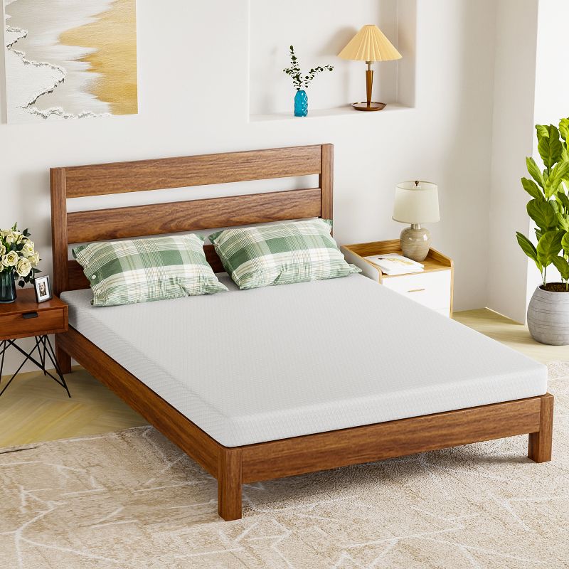 FDW 5 inch Queen Green Tea Cooling Gel Memory Foam Mattress & Marbling on Normal Foam Mattress Medium Firm Supportive,Bed-in-a-Box,Queen