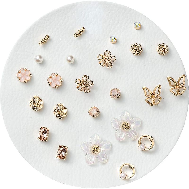 12 Pairs Acrylic Stud Earrings: Colorful Hypoallergenic Jewelry Set for Christmas & Gift Giving Gold One Size