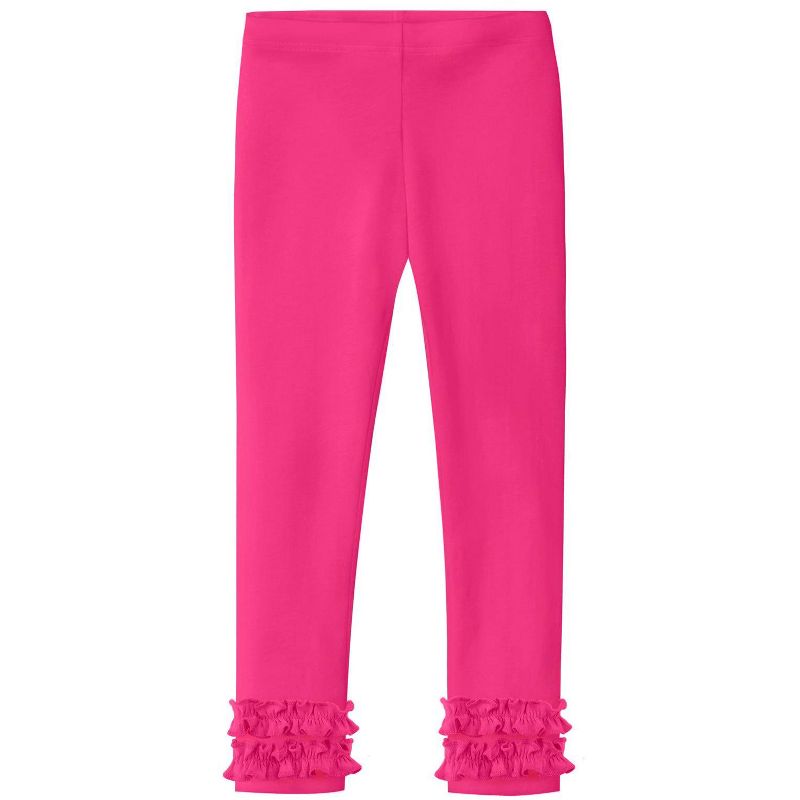City Threads USA-Made Girls Soft Cotton Ruffle Leggings | Hot Pink - 4Y