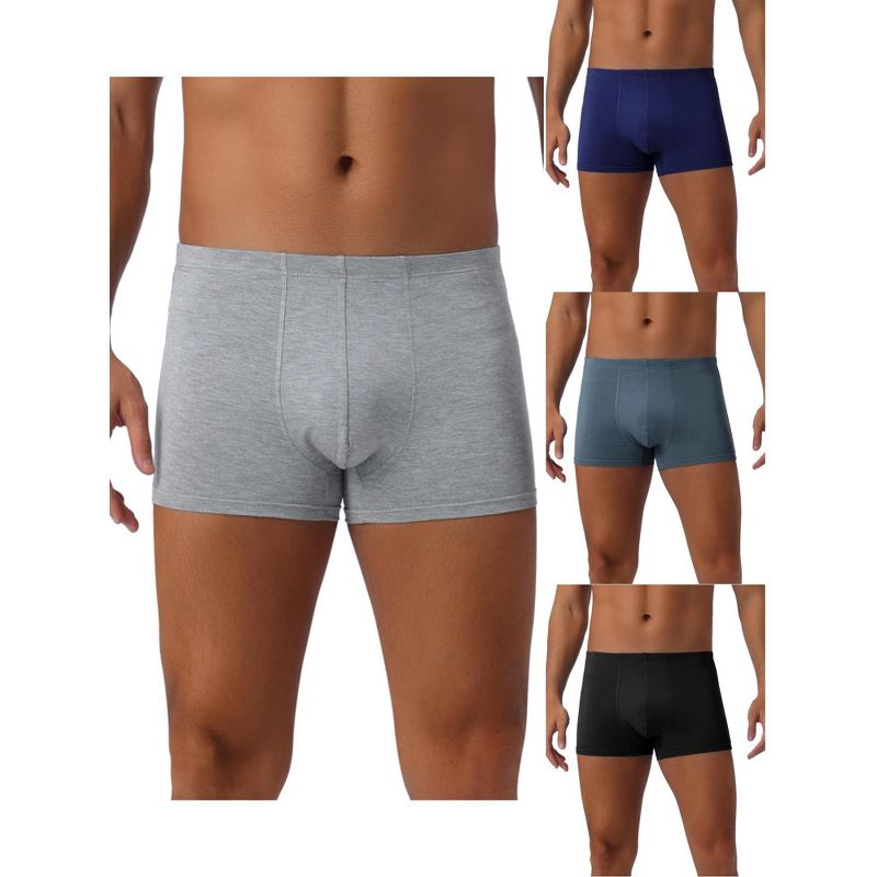 INSPIRE CHIC Men's 4 Pack Underwear Soft Solid Color Boxer Briefs 1 Black 1 Dark Gray 1 Light Gray 1 Navy 34