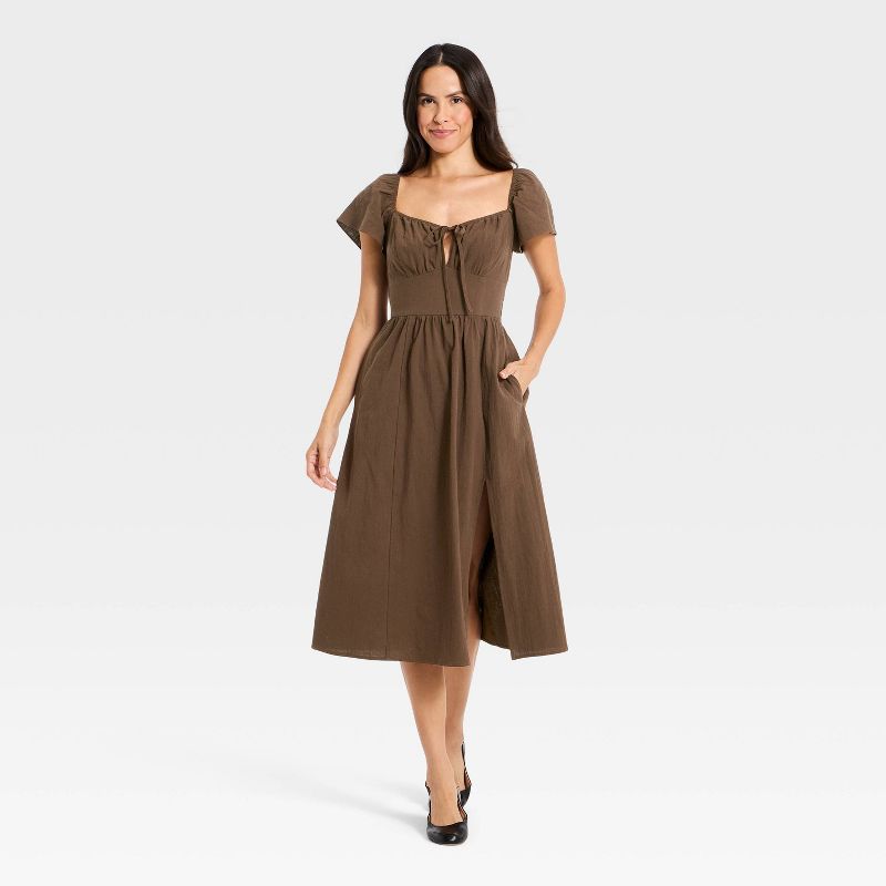 Women's Midi Dress - Universal Thread™ Brown M
