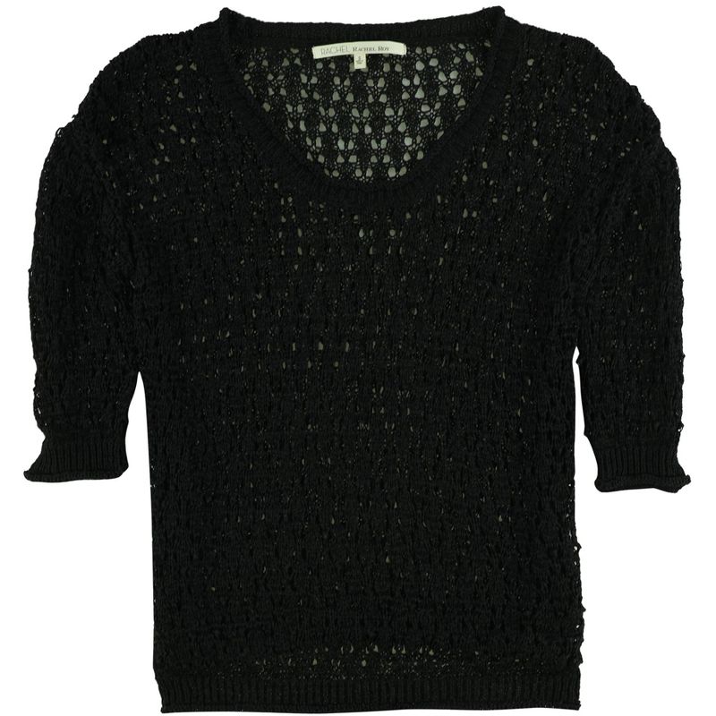 Rachel Roy Womens Crochet Knit Sweater, black, Small