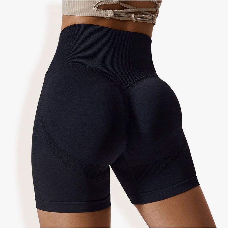 Anna-Kaci Active Women's High Waist Seamless Butt Lifting Yoga Shorts- Medium, Black