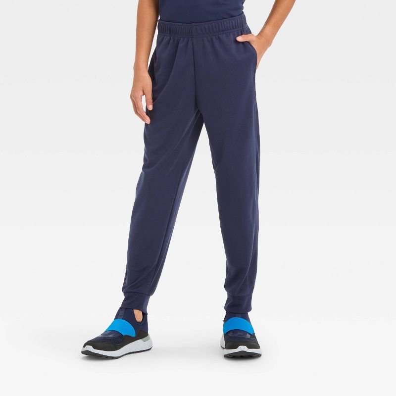 Boys' Mesh Jogger Pants - All In Motion™ Navy Blue M: Quick Dry, Moisture Wicking, Elastic Drawstring Waist, Kids' Activewear