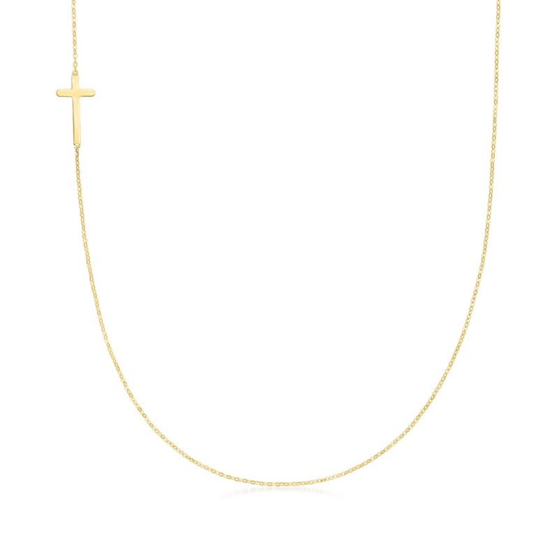 Ross-Simons Italian 18kt Yellow Gold Vertical Cross Necklace Size 18