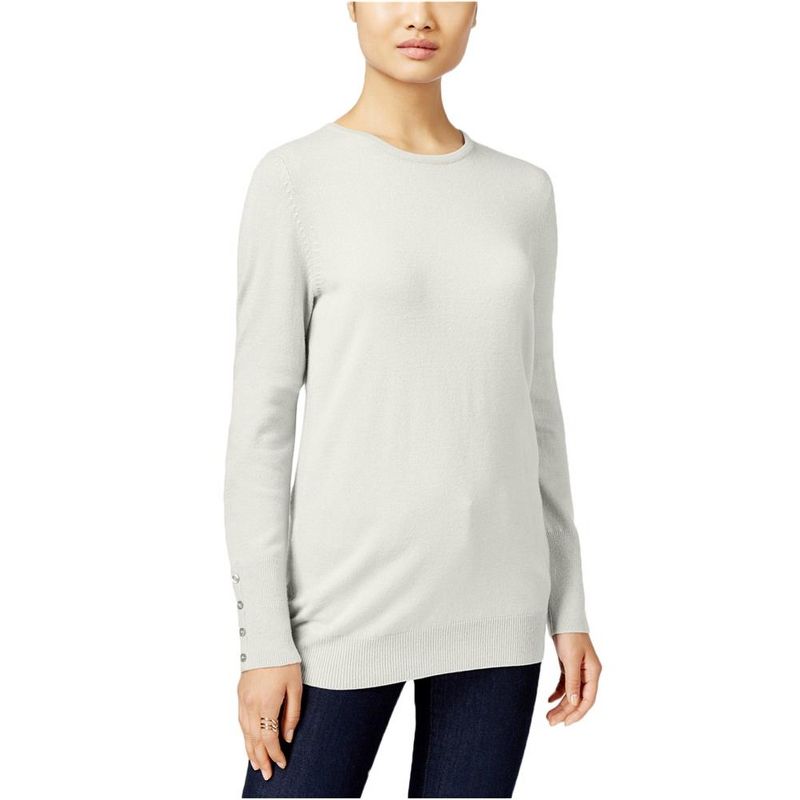 JM Collection Womens Button-Cuff Knit Sweater, eggshell, XX-Large