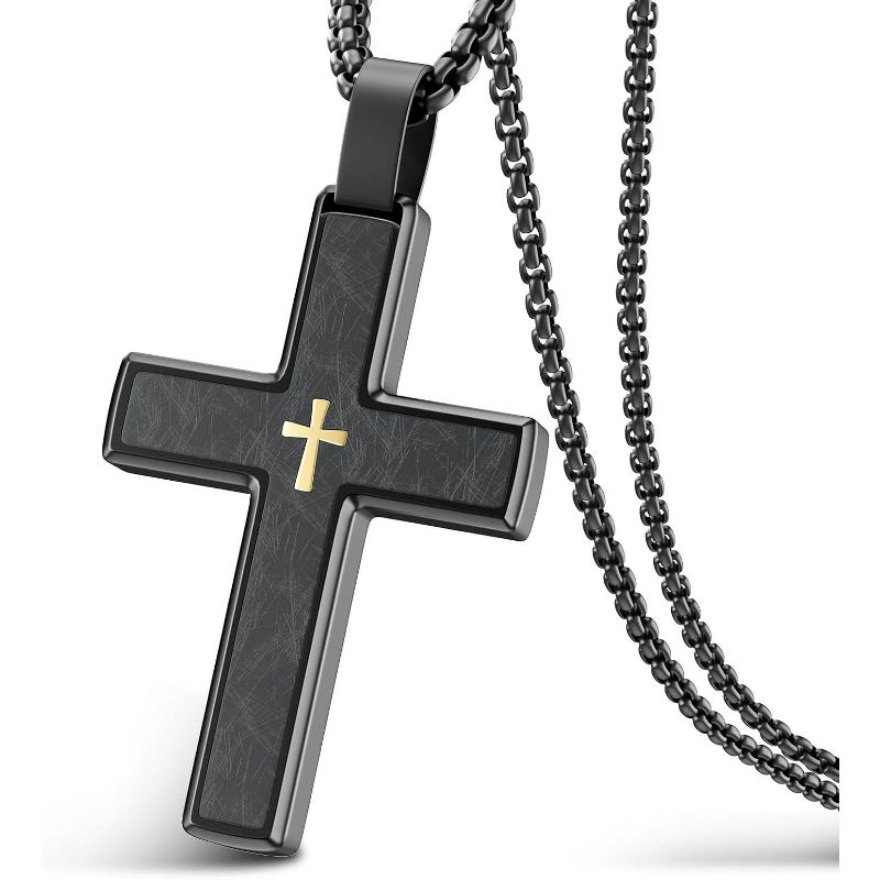 25 Inch Stylish Cross Necklace & Bracelet Set for Him, Valentine's Gift for Boyfriend, Men's Stainless Steel Jewelry 25in Stainless Steel