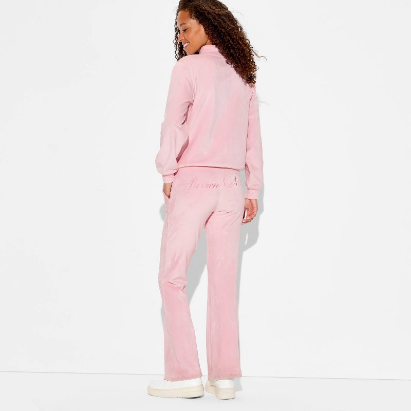 Women's Velour Graphic Sweatpants - Pink XS