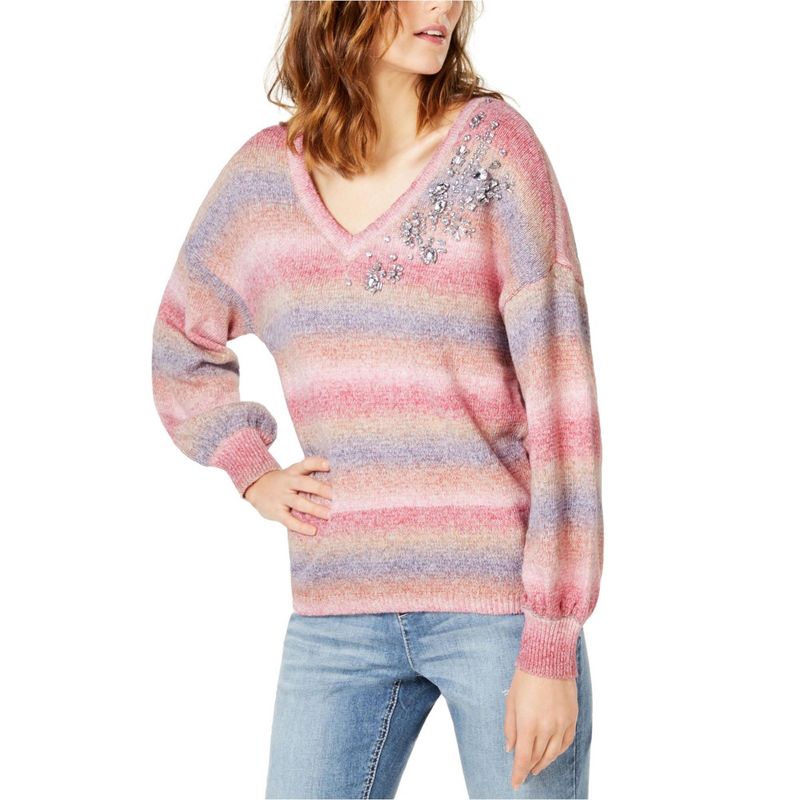 I.N.C International Concepts Womens Gemstone Pullover Sweater, ltpaspink, Large