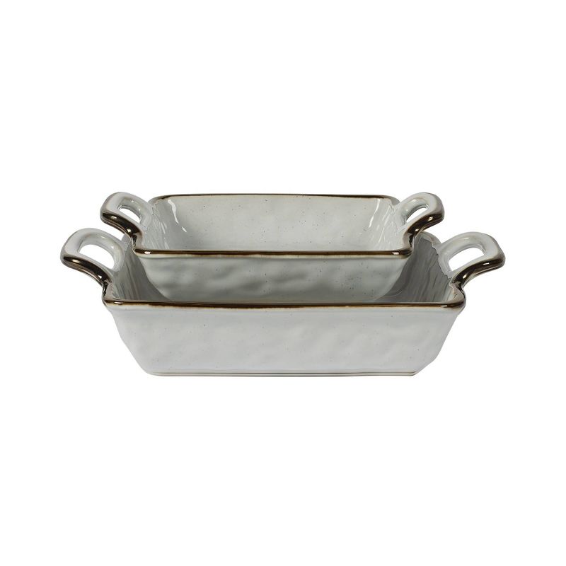 2pc Stoneware Geneva Nesting Baking Dish Set - Tabletops Gallery: White Rectangle Bakeware, Dishwasher & Microwave Safe