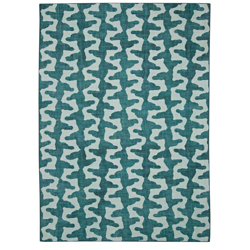 2'x3' Odessa Washable Outdoor Rug Aqua/Green - Linon: Machine Made, UV & Mildew Resistant, Pet Friendly