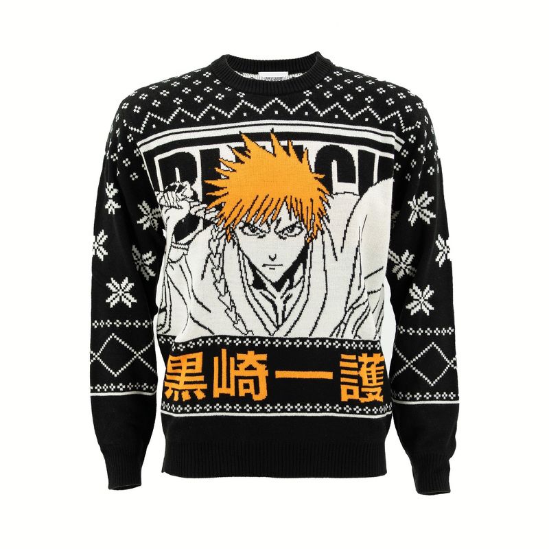 Ripple Junction x Bleach Men's Christmas Sweater Ichigo Kurosaki & Skull Logo Anime Medium