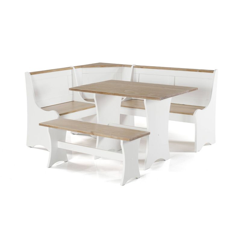 5pc Parkside Breakfast Nook Dining Set White - Linon: Cozy Corner Kitchen Furniture, Seats Five