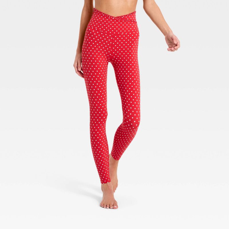 Women's Everyday Soft Ultra High-Rise Ruffle Crossover 7/8 Leggings - All In Motion™ Red XS