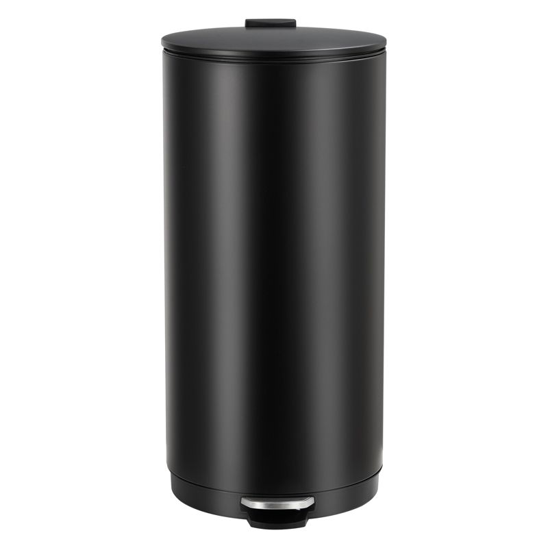 Round Trash Can, 8 Gal/30L Stainless Steel Waste Bins, Soft-Close Lid, Step-on Garbage Bin, Recycle Bins
