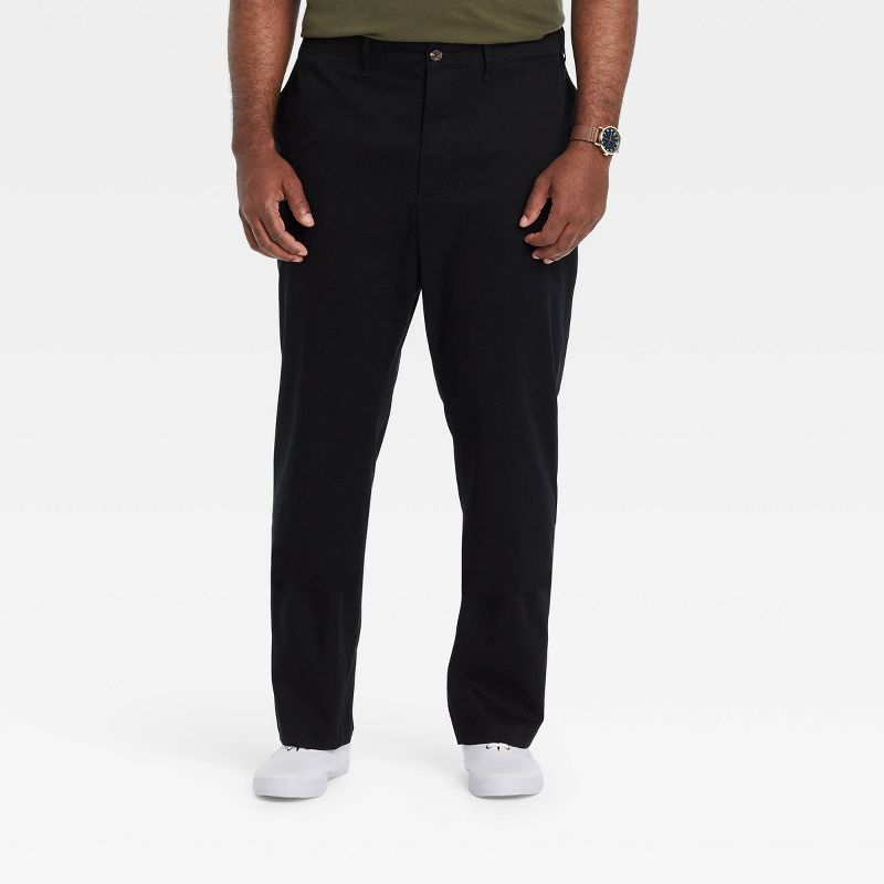 Men's Big Athletic Fit Chino Pants - Goodfellow & Co™ Black 44x34: Midweight Stretch Woven
