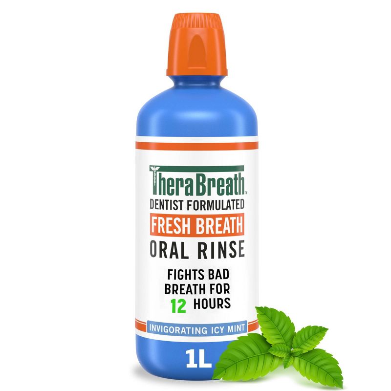 TheraBreath Fresh Breath Mouthwash Alcohol-Free - Icy Mint - 33.8 fl oz