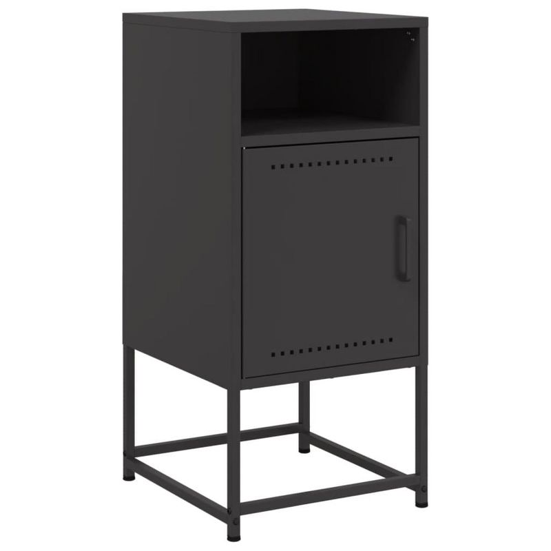 vidaXL Bedside Cabinet Nightstand Side End Table Home Bedroom Furniture Steel - Black
