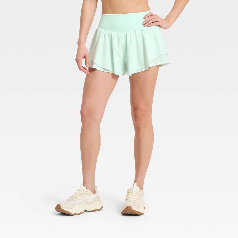 Women's Woven Ultra Light Active Light High-Rise Dance Shorts - All In Motion™ Mint Green XL