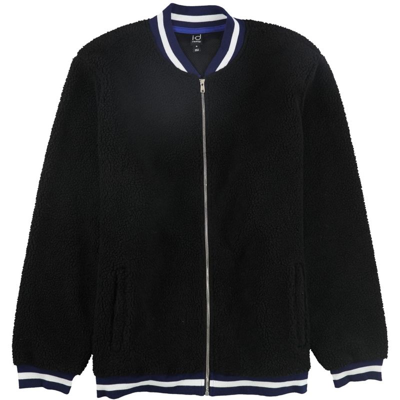 Ideology Mens Striped Rib Fleece Jacket, black, X-Large