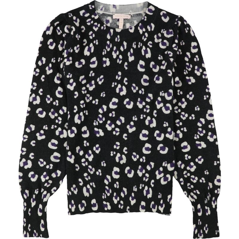 Rebecca Taylor Womens Cheetah Pullover Sweater, black, X-Small