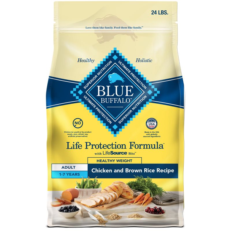 Blue Buffalo Life Protection Formula Natural Adult Healthy Weight Dry Dog Food Chicken and Brown Rice - 24lbs