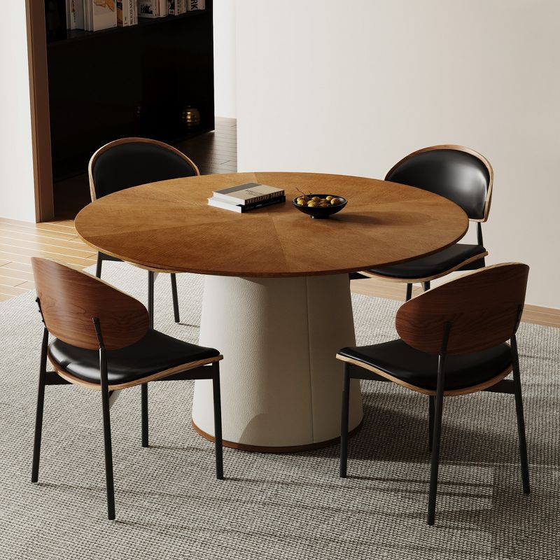 Luck Live Mid-Century Modern Round Dining Table , 59" Round Kitchen Table for 6-8 Persons, Stylish Dining Room Furniture