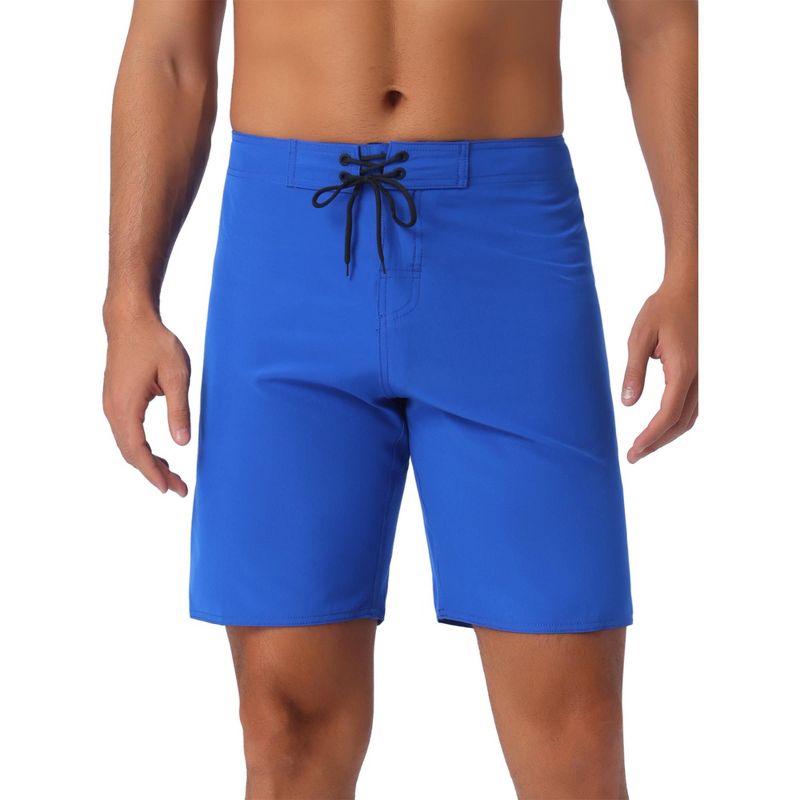 INSPIRE CHIC Men's Summer Lightweight Solid Color Drawstring Waist Board Shorts Blue 36