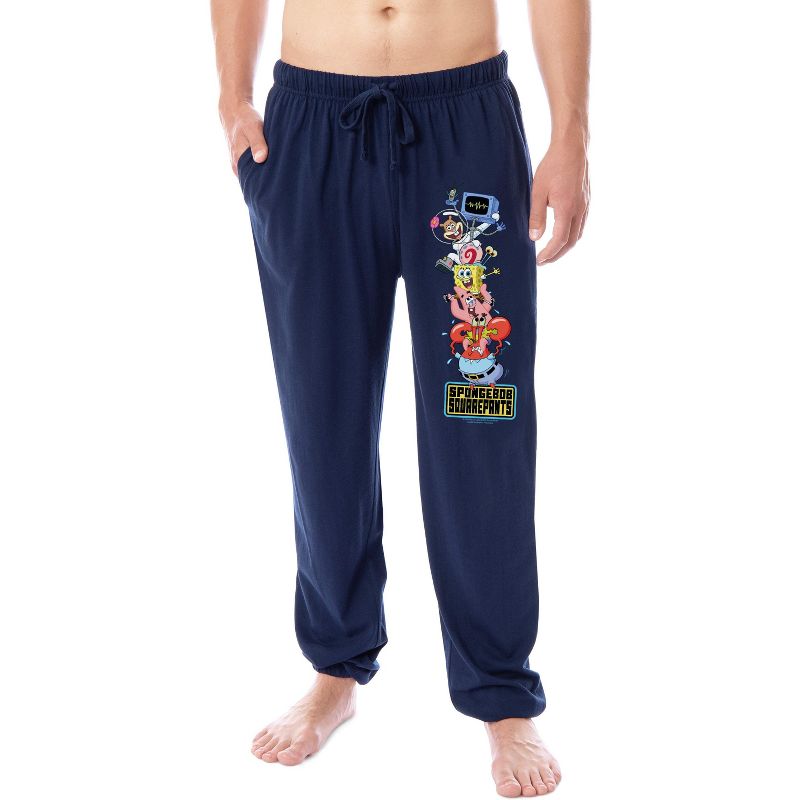 Intimo SpongeBob SquarePants Men's Friends Sleep Lounge Pajama Pants For Adults (Large) Blue