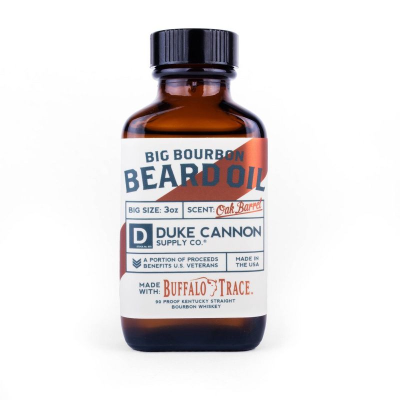 Duke Cannon Big Bourbon Beard Oil - Bourbon Oak Barrel Scent - Beard Oil for Men - Trial Size - 3 fl. oz