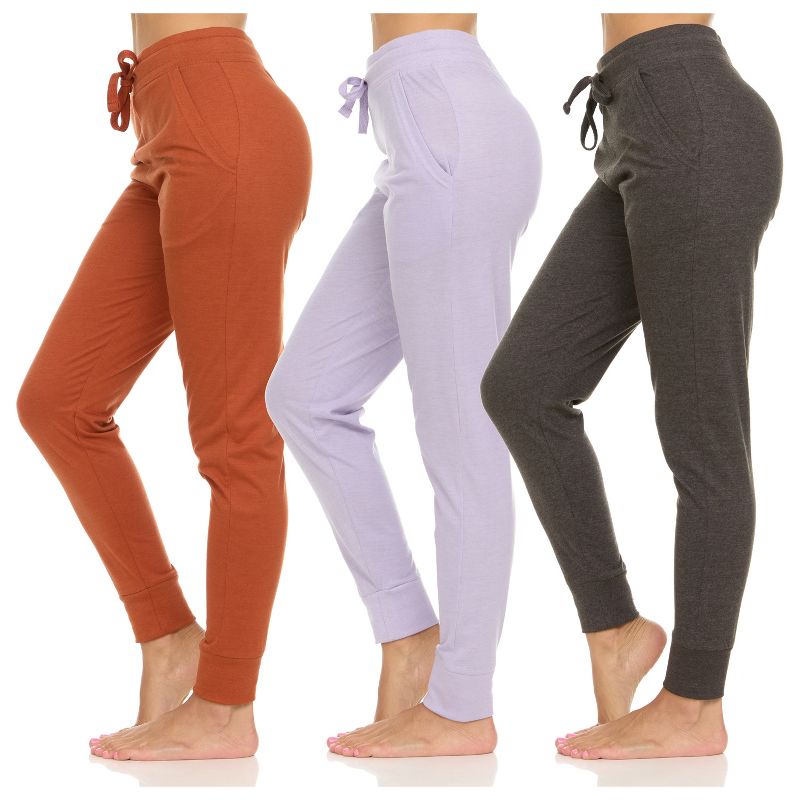 Womens Running Workout Yoga Leggings with Pockets and Ealstic Cuff, Color Pack C, L, Pack Of 3