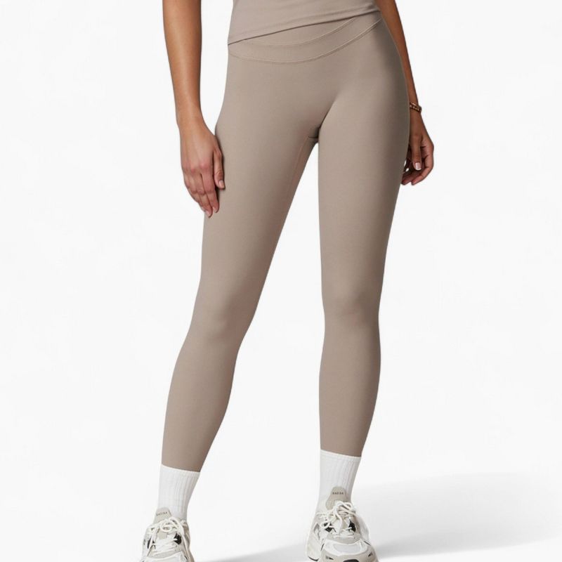 Anna-Kaci Women's High Waist Full Length Seamless Compression Leggings for Active and Casual Wear - X Large, Beige