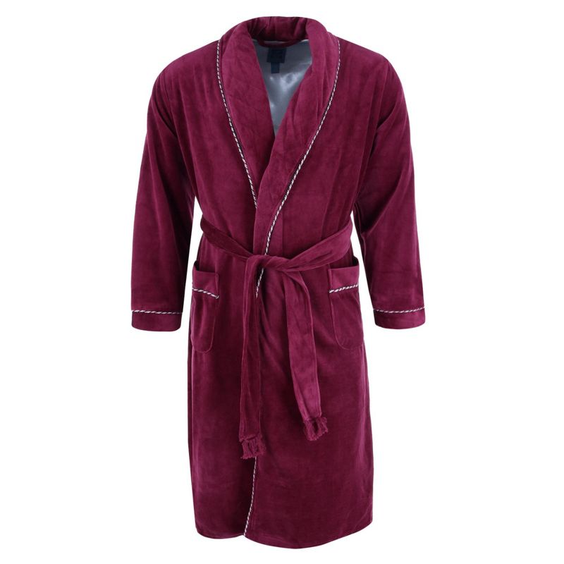 Majestic International Men's Velour Smoking Jacket Robe, Large / Xlarge, Merlot