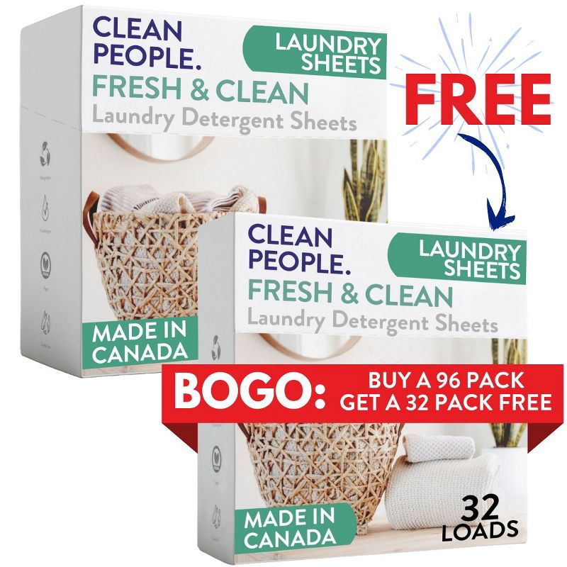 Clean People Laundry Detergent Sheets - Laundry Soap - Ultra Concentrated, Recyclable Packaging, Stain Fighting