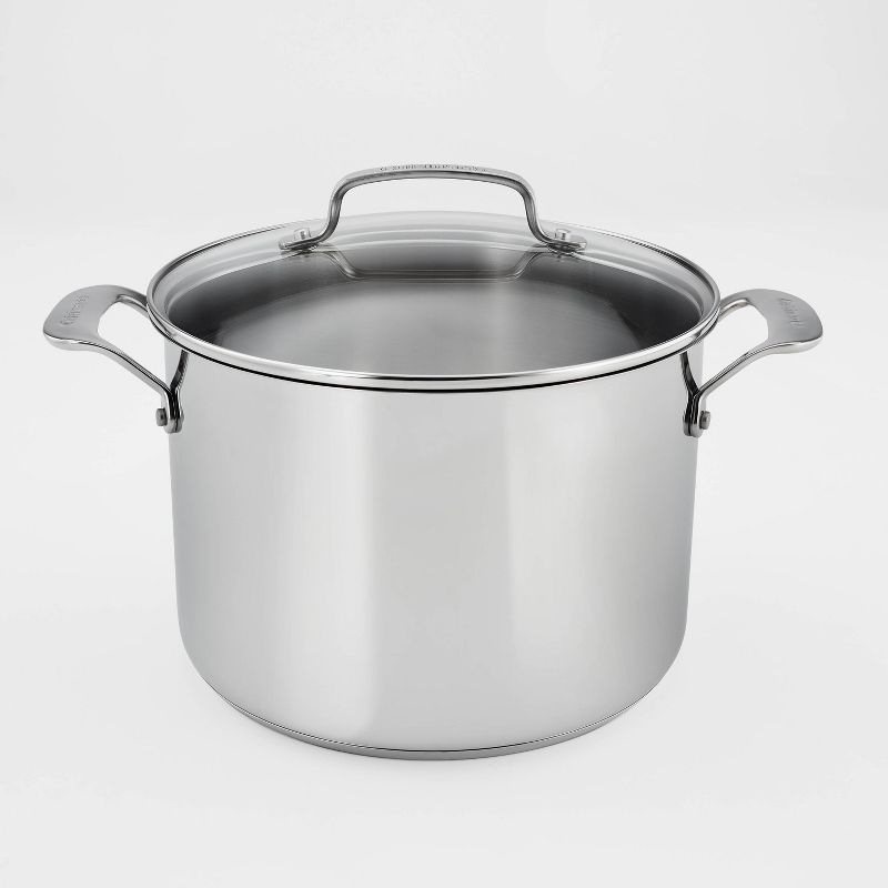 Cuisinart Classic 8qt Stainless Steel Stock Pot with Cover: Induction & Oven Safe, Tempered Glass Lid, Stay-Cool Handle